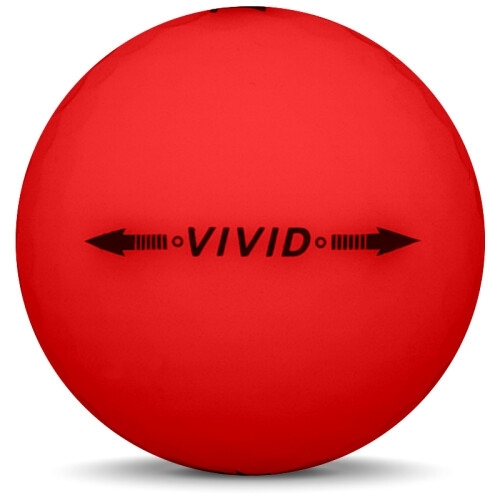 Golfboll av modellen Volvik VIVID i 2018 års version med röd färg från sidan