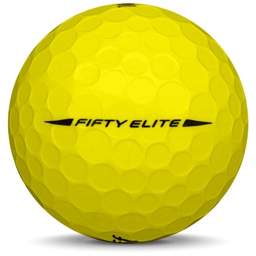 Golfboll av modellen WIlson Staff Fifty Elite i 2018 års version med gul färg från sidan