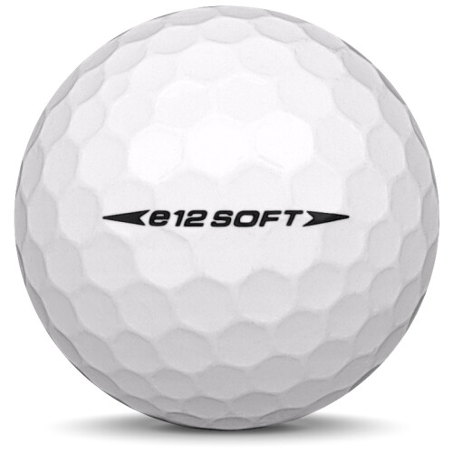 Golfboll av modellen Bridgestone E12 Soft i 2020 års version med vit färg från sidan