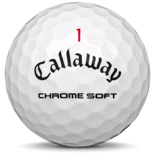 Golfboll av modellen Callaway Chrome Soft i 2021 års version med align färg framifrån