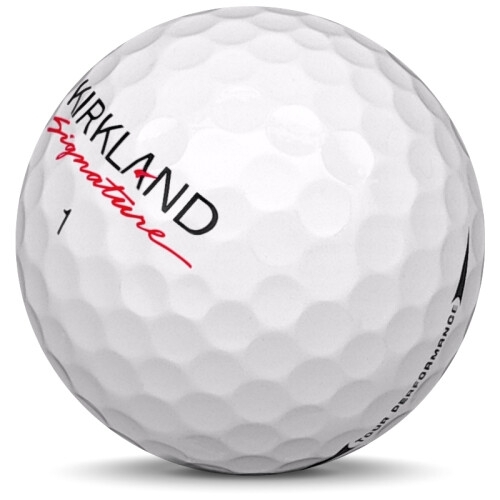Golfboll av modellen Kirkland Tour Performance i 2017 års version med vit färg framifrån