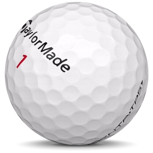 Golfboll av modellen TaylorMade Penta TP5 i vit färg sned bild